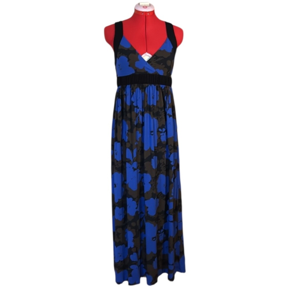 Kensie Blue and Black Sleeveless Maxi Sundress Size Medium